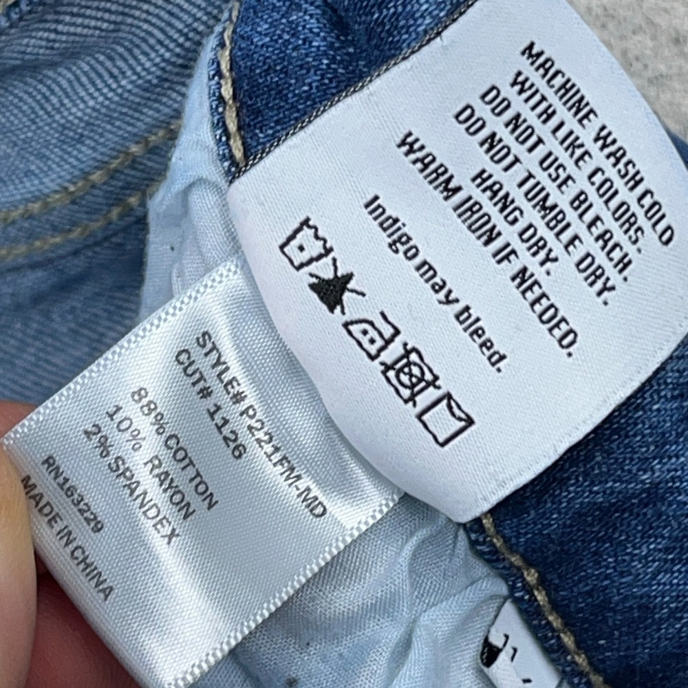 Women’s Distressed Dark Blue Flare Jeans - Picture 5 of 15